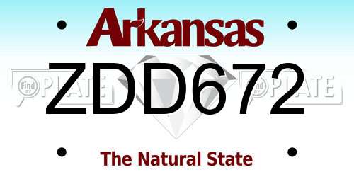 ZDD672 Arkansas License Plate