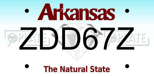 ZDD67Z Arkansas License Plate