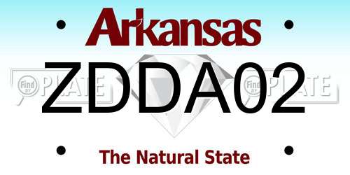 ZDDA02 Arkansas License Plate