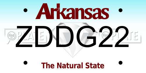 ZDDG22 Arkansas License Plate