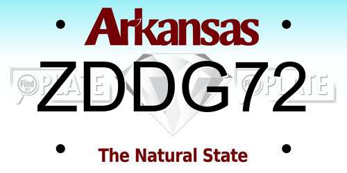 ZDDG72 Arkansas License Plate