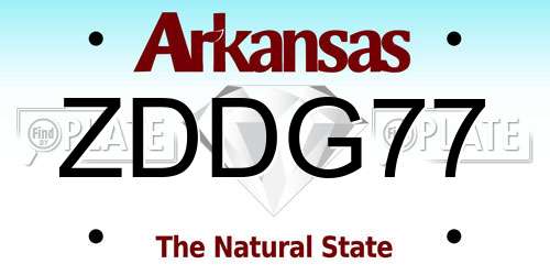 ZDDG77 Arkansas License Plate