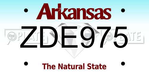 ZDE975 Arkansas License Plate