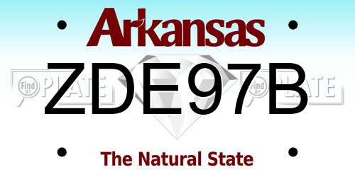 ZDE97B Arkansas License Plate