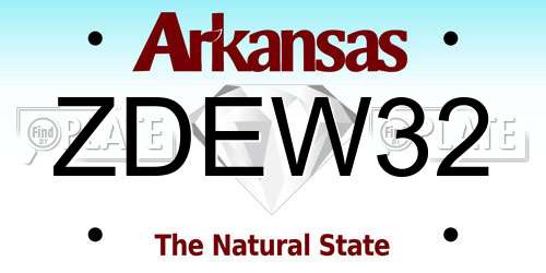 ZDEW32 Arkansas License Plate