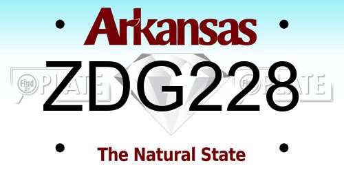 ZDG228 Arkansas License Plate