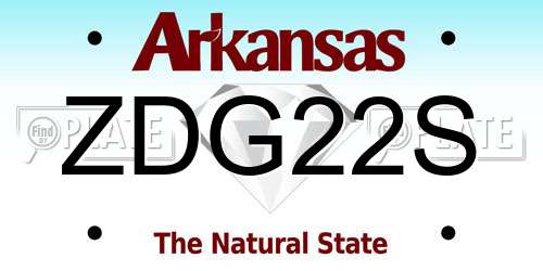 ZDG22S Arkansas License Plate