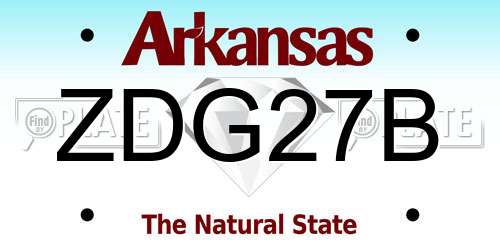 ZDG27B Arkansas License Plate
