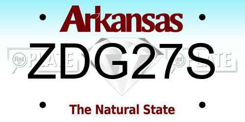 ZDG27S Arkansas License Plate