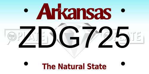 ZDG725 Arkansas License Plate