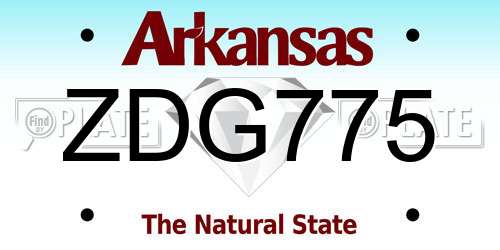 ZDG775 Arkansas License Plate