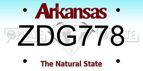 ZDG778 Arkansas License Plate