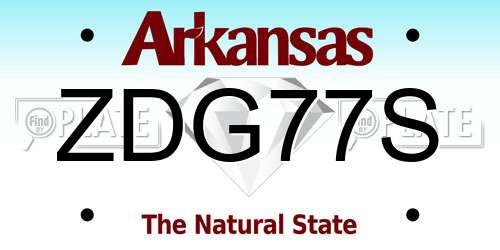 ZDG77S Arkansas License Plate