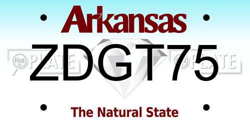 ZDGT75 Arkansas License Plate