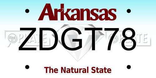 ZDGT78 Arkansas License Plate