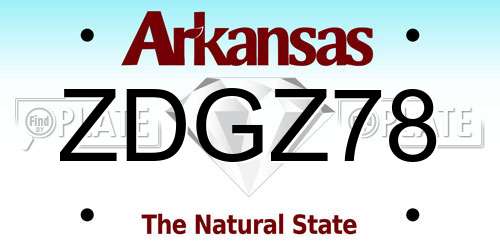 ZDGZ78 Arkansas License Plate