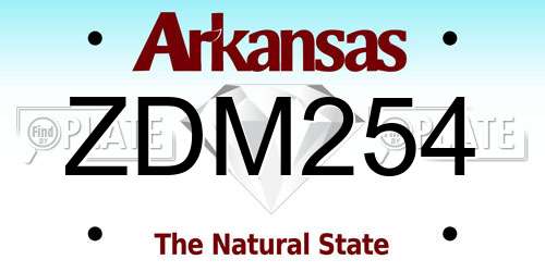 ZDM254 Arkansas License Plate