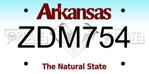 ZDM754 Arkansas License Plate