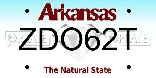 ZDO62T Arkansas License Plate