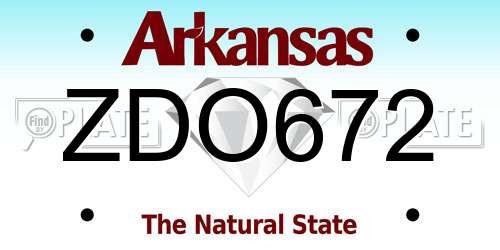 ZDO672 Arkansas License Plate
