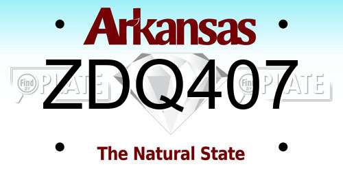 ZDQ407 Arkansas License Plate