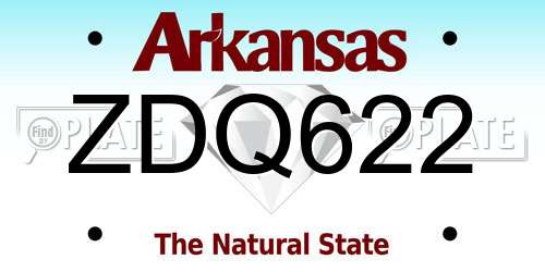 ZDQ622 Arkansas License Plate