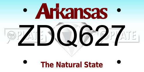ZDQ627 Arkansas License Plate
