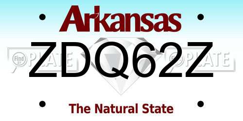 ZDQ62Z Arkansas License Plate