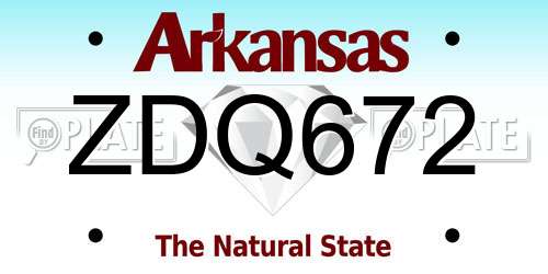 ZDQ672 Arkansas License Plate