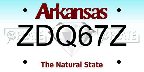 ZDQ67Z Arkansas License Plate