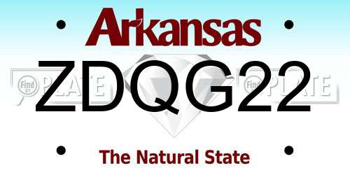 ZDQG22 Arkansas License Plate