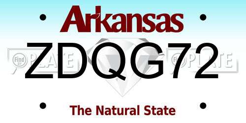 ZDQG72 Arkansas License Plate
