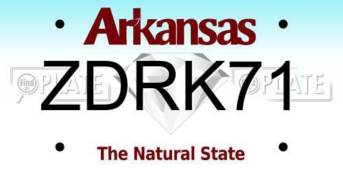 ZDRK71 Arkansas License Plate