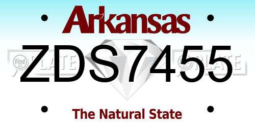 ZDS7455 Arkansas License Plate