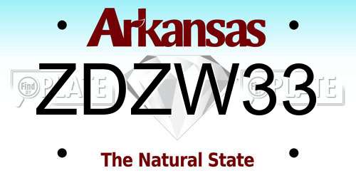 ZDZW33 Arkansas License Plate