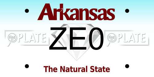 ZE0 Arkansas License Plate