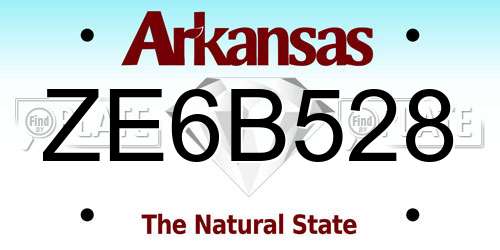 ZE6B528 Arkansas License Plate