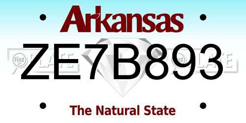 ZE7B893 Arkansas License Plate