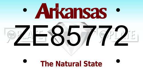 ZE85772 Arkansas License Plate