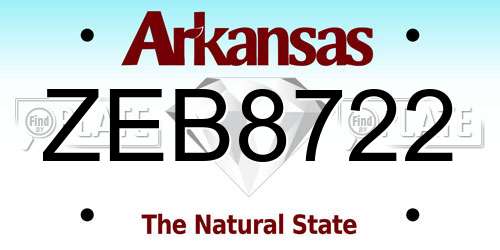 ZEB8722 Arkansas License Plate