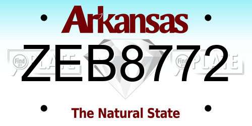 ZEB8772 Arkansas License Plate