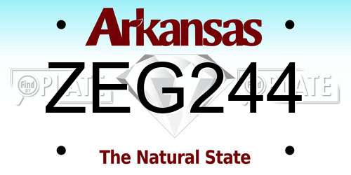 ZEG244 Arkansas License Plate