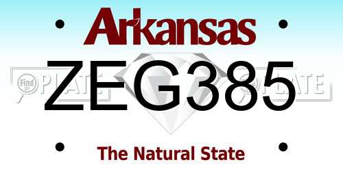 ZEG385 Arkansas License Plate