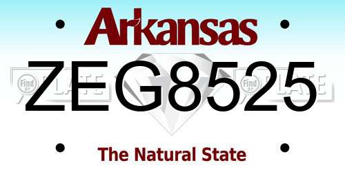 ZEG8525 Arkansas License Plate