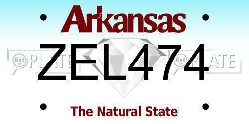 ZEL474 Arkansas License Plate