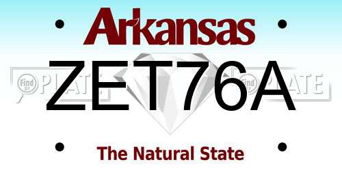 ZET76A Arkansas License Plate