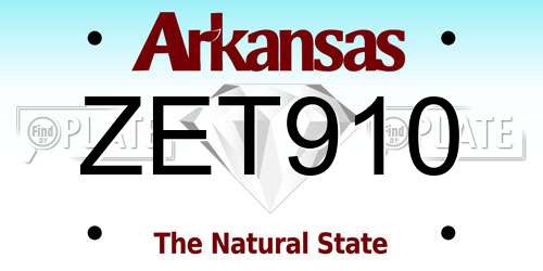 ZET910 Arkansas License Plate