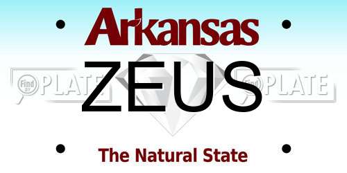 ZEUS Arkansas License Plate
