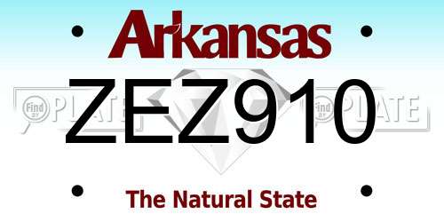 ZEZ910 Arkansas License Plate