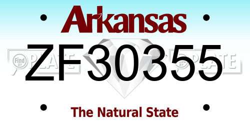 ZF30355 Arkansas License Plate